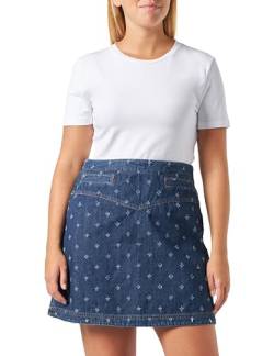 Love Moschino Women's Front Yoke with Allover lasered Motif Miniskirt, Dark Blue Denim, 48 von Love Moschino