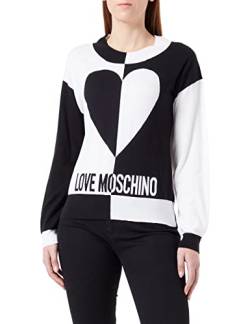 Love Moschino Women's Long-Sleeved Roundneck Pullover, Black White, 38 von Love Moschino