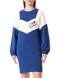 Love Moschino Women's Loose fit Long-Sleeved with Contrast Color Inserts, Back Sleeves and Italic Logo Print on Front Dress, BEIGE Blue, 44 von Love Moschino
