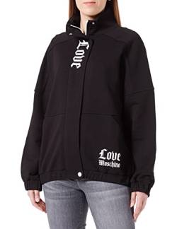 Love Moschino Women's Love Front Opening and Gothic Logo Print on Left Pocket. Jacket, Black, S von Love Moschino