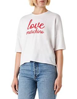 Love Moschino Women's Oversize fit Short-Sleeved top, Optical White, 40 von Love Moschino