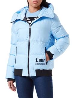 Love Moschino Women's Personalized with Gothic Love on The Hood and Logo Print. Jacket, Light Blue, 44 von Love Moschino