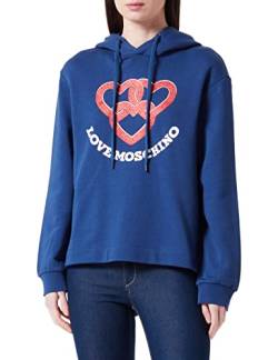 Love Moschino Women's Regular fit Hoodie with Chained Hearts Print Sweatshirt, Blue, 38 von Love Moschino