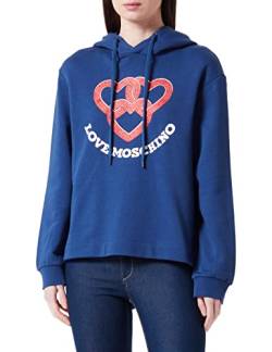 Love Moschino Women's Regular fit Hoodie with Chained Hearts Print Sweatshirt, Blue, 42 von Love Moschino