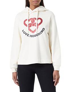 Love Moschino Women's Regular fit Hoodie with Chained Hearts Print Sweatshirt, Cream, 40 von Love Moschino