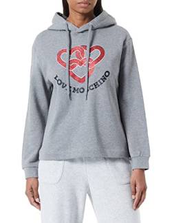 Love Moschino Women's Regular fit Hoodie with Chained Hearts Print Sweatshirt, MEDIUM Melange Gray, 38 von Love Moschino
