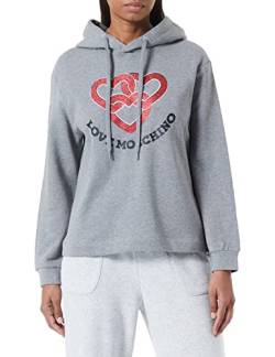 Love Moschino Women's Regular fit Hoodie with Chained Hearts Print Sweatshirt, MEDIUM Melange Gray, 48 von Love Moschino