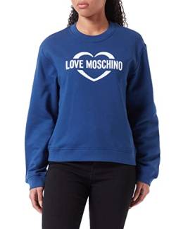 Love Moschino Women's Regular fit Roundneck Long-Sleeved with Heart Holographic Print Sweatshirt, Blue, 40 von Love Moschino