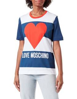 Love Moschino Women's Regular fit Short-Sleeved T-Shirt, White Blue RED, 46 von Love Moschino