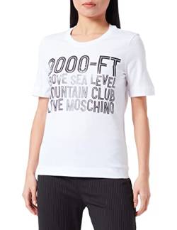 Love Moschino Women's Regular fit Short-Sleeved with 9000-ft Water Print T-Shirt, Optical White, 40 von Love Moschino