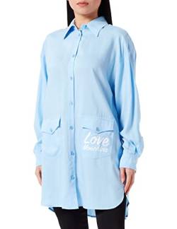 Love Moschino Women's Relaxed fit Long-Sleeved shirtl with Love Print Shirt, Light Blue, 44 von Love Moschino
