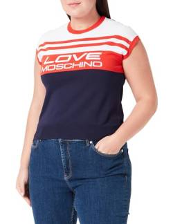 Love Moschino Women's Sleeveless Tank Top, Blue RED White, 46 von Love Moschino