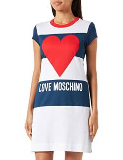 Love Moschino Women's Slim fit A-line Short-Sleeved Dress, White Blue RED, 38 von Love Moschino