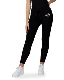 Love Moschino Women's Slim fit Jogger with Heart Holographic Print Casual Pants, Black, 44 von Love Moschino