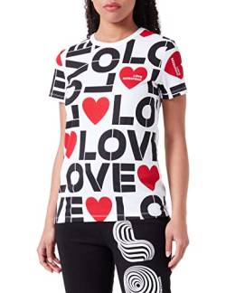 Love Moschino Women's Slim fit Short-Sleeved T-Shirt, Optical White, 48 von Love Moschino