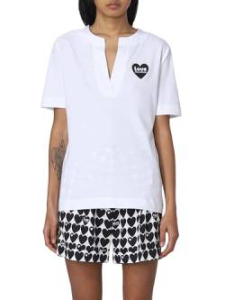 Love Moschino Women's Slim fit Short-Sleeved V-Neck T-Shirt, Optical White, 42 von Love Moschino