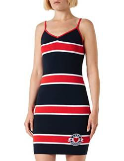 Love Moschino Women's Slim fit Tank Striped Cotton Blend Rib Dress, Blue White RED, 42 von Love Moschino