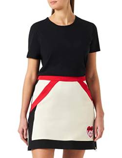 Love Moschino Women's Stretch Twill with Love Storm Knit Effect Heart Patch Skirt, Black BEIGE RED, 46 von Love Moschino