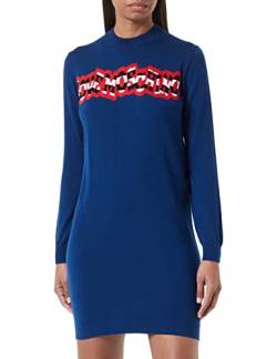 Love Moschino Women's Striped Logo Jacquard Intarsia on The Front Dress, Blue, 40 von Love Moschino