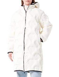 Love Moschino Women's Technical Fabric Thermo Quilted with Hearts. Jacket, Cream, 40 von Love Moschino