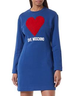 Love Moschino Women's Tight fit Long-Sleeved with Maxi Heart Dress, Blue, 38 von Love Moschino