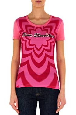 Love Moschino Women's Tight-fit Short-Sleeved T-Shirt, Fuchsia White, 44 von Love Moschino