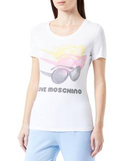 Love Moschino Women's Tight-fit Short-Sleeved T-Shirt, Optical White, 44 von Love Moschino