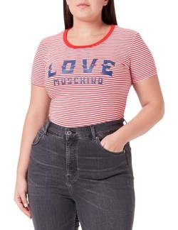 Love Moschino Women's Tight-fit Short-Sleeved T-Shirt, White RED, 44 von Love Moschino