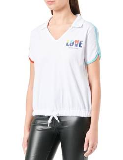 Love Moschino Women's V-Neck Short-Sleeved T-Shirt, Optical White, 46 von Love Moschino