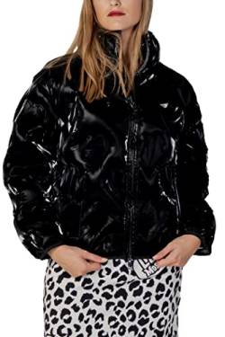 Love Moschino Women's matt Technical Fabric Thermo Quilted with Hearts. Jacket, Black, 40 von Love Moschino