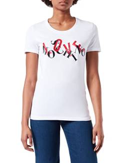 Love Moschino Womens Hanging Brand Print T-Shirt, Optical White, 46 von Love Moschino