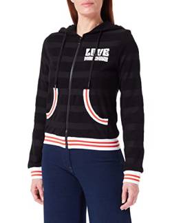 Love Moschino Womens Hooded Zipped in Striped Jacquard French Terry Jacke, Black, 38 von Love Moschino