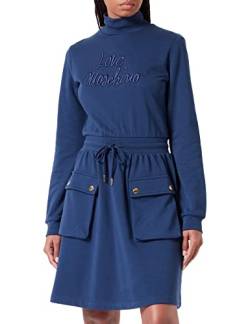 Love Moschino Womens Long-Sleeved 100% Cotton Fleece Dress, Blue, 48 von Love Moschino