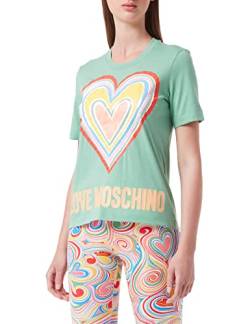 Love Moschino Womens Regular fit in Cotton Jersey with Maxi Multicolor Heart T-Shirt, Green, 46 von Love Moschino