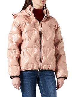 Love Moschino Womens Short Padded Logo Thermo Quilted Nylon with Detachable Hood Jacket, Powder PINK, 42 von Love Moschino