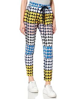 Love Moschino Womens Slim fit Joggers Printed All-Over with lovelovelove Pattern Casual Pants, VAR.JELLOW-AZZU, 40 von Love Moschino