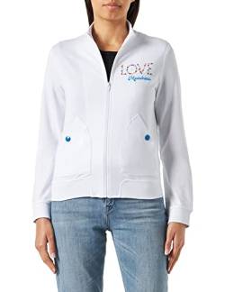 Love Moschino Womens Zipped in 100% Cotton Fleece with Multicolor snap Buttons Jacke, Optical White, 42 von Love Moschino