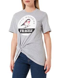 Love Moschino Womens with Front Knot and Bird Print T-Shirt, Melange Light Gray, 42 von Love Moschino