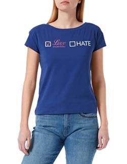Love Moschino Womens with Glitter Love-Hate Print T-Shirt, Blue, 46 von Love Moschino