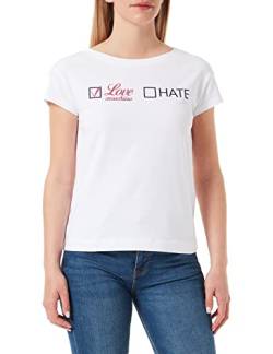 Love Moschino Womens with Glitter Love-Hate Print T-Shirt, Optical White, 46 von Love Moschino