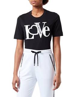 Love Moschino Womens with Love Rubber Print T-Shirt, Black, 46 von Love Moschino