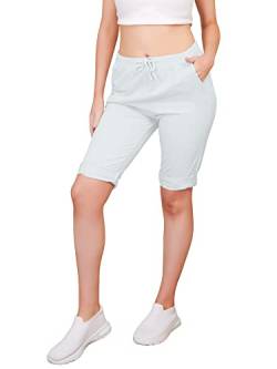 Love My Fashions® Damen 3/4 Einfache Italienische Shorts Damen Kordelzug Offene Knöchel Knielange Sportbekleidung Stretchige Baumwoll-Jogginghosen mit Taschen von Love My Fashions