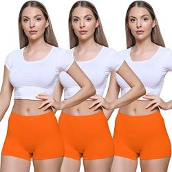 Love My Fashions ® 3er-Pack Damen-Boxershorts, hohe Taille, nahtlose Höschen für Damen, dehnbare Bauchkontrolle, atmungsaktive Hipster-Multipack-Shorts zum Laufen, Workout, neon-orange, XL-XXL von Love My Fashions