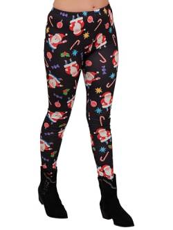 Love My Fashions Damen Weihnachtsleggings mit hoher Taille und originellem Muster, Damen Weihnachtsfest Kostüm, Lange Festliche Xmas-Leggings, Elegante Hosen von Love My Fashions