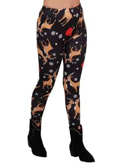 Love My Fashions Damen Weihnachtsleggings mit hoher Taille und originellem Muster, Damen Weihnachtsfest Kostüm, Lange Festliche Xmas-Leggings, Elegante Hosen von Love My Fashions