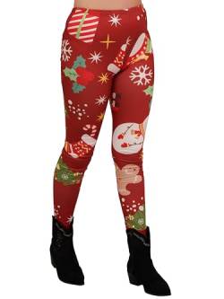 Love My Fashions Damen Weihnachtsleggings mit hoher Taille und originellem Muster, Damen Weihnachtsfest Kostüm, Lange Festliche Xmas-Leggings, Elegante Hosen von Love My Fashions