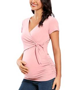 Love2Mi Damen Stillshirt Kurzarm & Langarm Umstandsshirt Umstandsmode V-Neck Schwangere Nursing Tops von Love2Mi