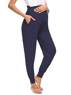 Love2Mi Freizeithose für Schwangere, Umstandsleggings Schwangerschaft Hosen Bequeme Stretch Jogginghose, Marineblau, S von Love2Mi