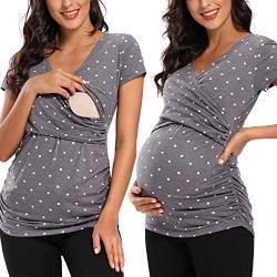 Love2Mi Stillshirt Kurzarm & Langarm Stillkleidung Umstandsshirt Schwangerschaft T-Shirt Nursing Umstandstop von Love2Mi