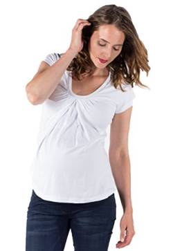 Love2Wait Umstandsmode Shirt Top Nursing Organic Cotton- GOTS Zertifiziert Damen/kurz Arm Shirt- White L von Love2Wait